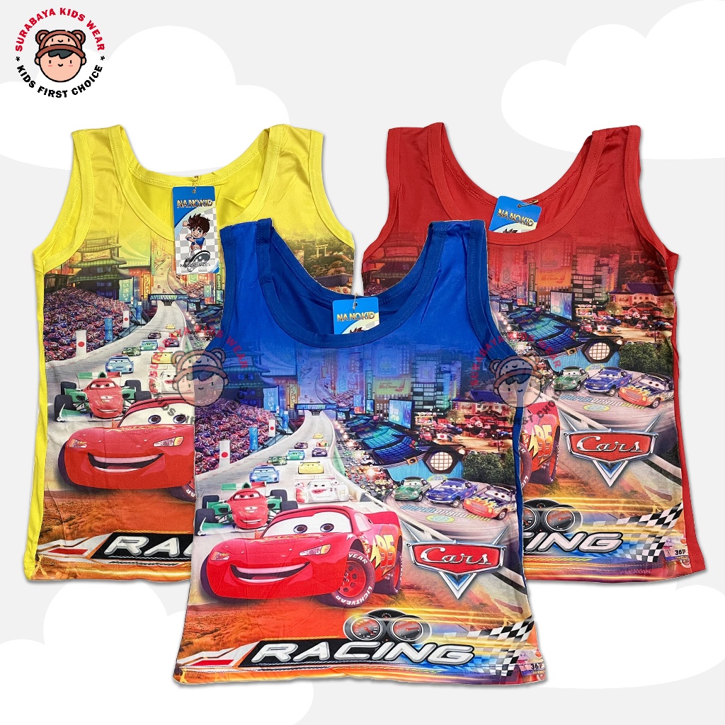 Kaos Singlet Anak Laki Laki Motif Cars