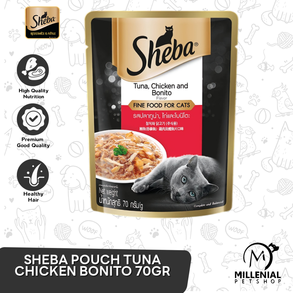 SHEBA POUCH TUNA CHICKEN BONITO 70GR