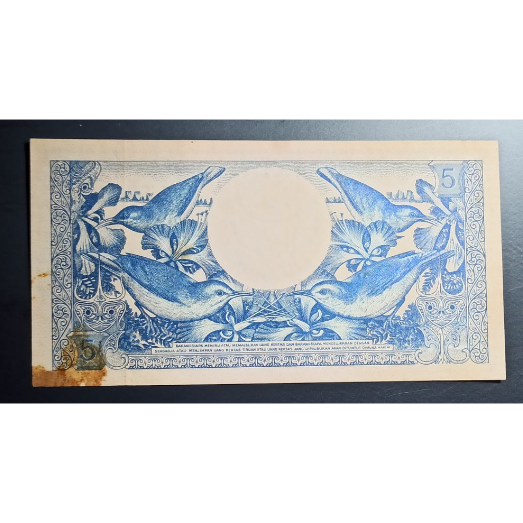 uang kuno Indonesia 5 rp tahun 1959 p2479