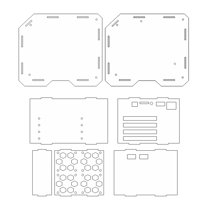 Casing STB Akrilik HG680P/B860H | Support 4 HDD + 4 Kipas | NAS/OpenWRT | Knockdown Premium