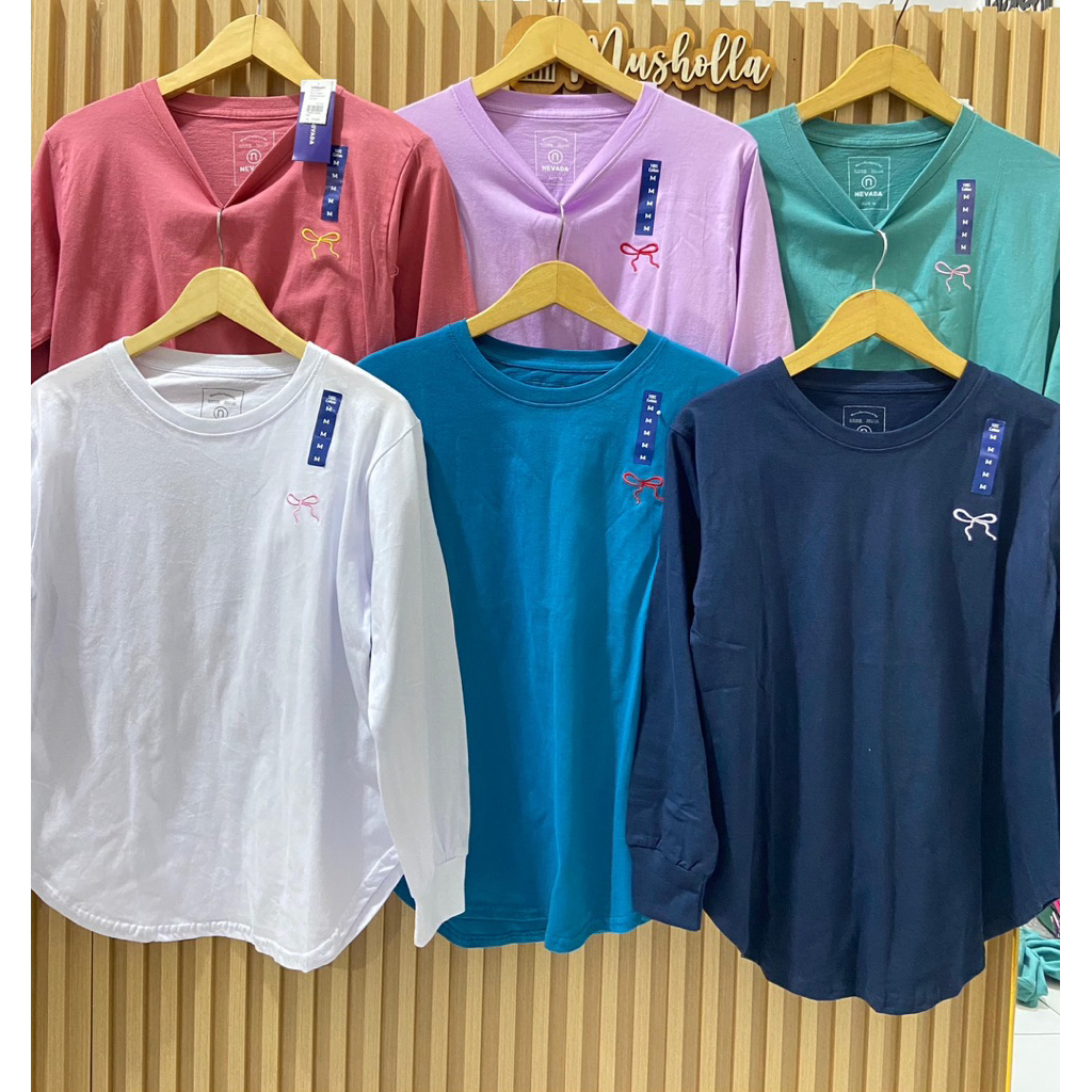 Lengan Panjang Pita Bahan Katun Combed24s Nevada MLXL