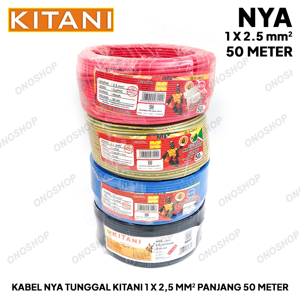 Kabel NYA Tunggal Kitani 1 x 2,5 mm Panjang 50 Meter
