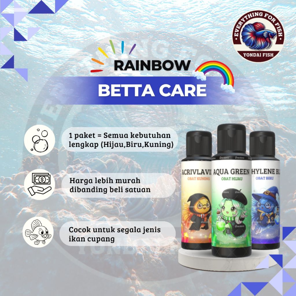 [PAKET TRIO] Rainbow 3 Pcs | OBAT BIRU| OBAT KUNING| OBAT HIJAU | TRIO HEMAT | IKAN HIAS