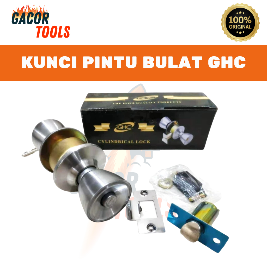 GHC 8000 Kunci Pintu Bulat Chrome 2 Anak Kunci