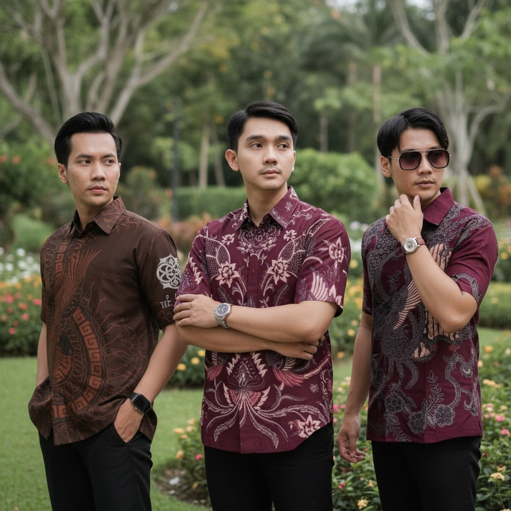 Hem batik pria lengan pendek baju batik pria lengan pendek  Batik modern lengan pendek