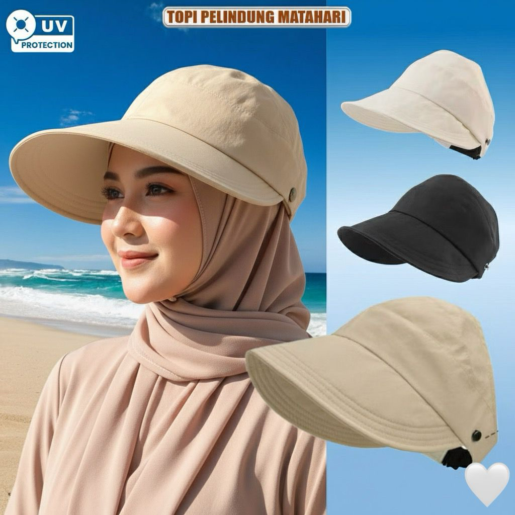 Topi Hijab Korea Style Topi Muslimah Topi Olahraga Topi Wanita Kekinian Import Anti Matahari