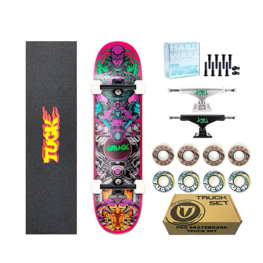 FULLSET TUCK SKATEBOARD MOTIF ALIEN PINK LABA LABA