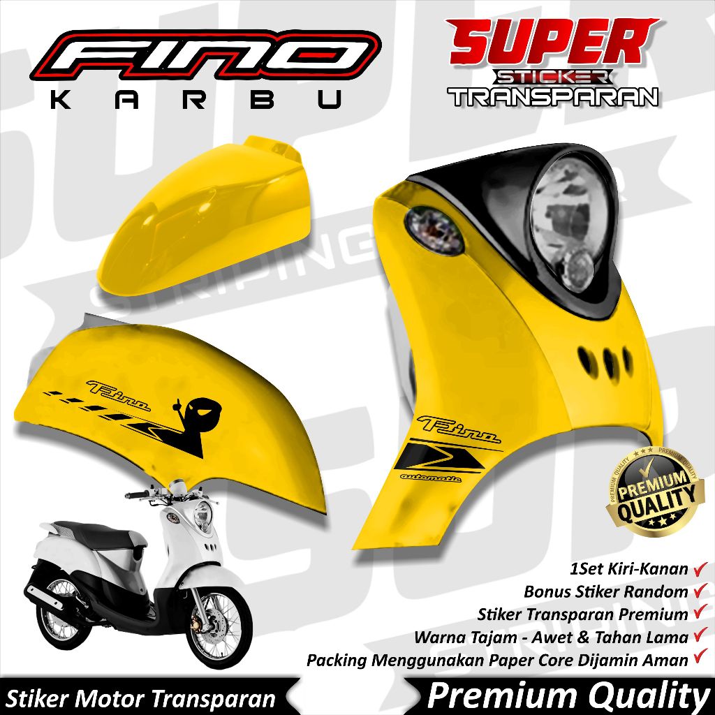 Stiker Fino Karbu Anti Luntur keren Striping Transparan Bening Fino Striping Transparan Yamaha Fino 