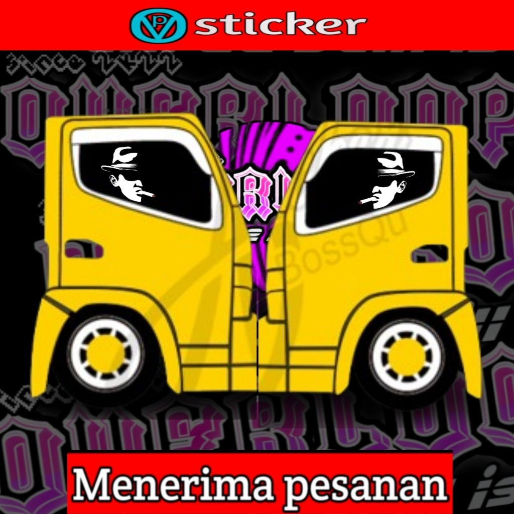sticker kaca samping truk