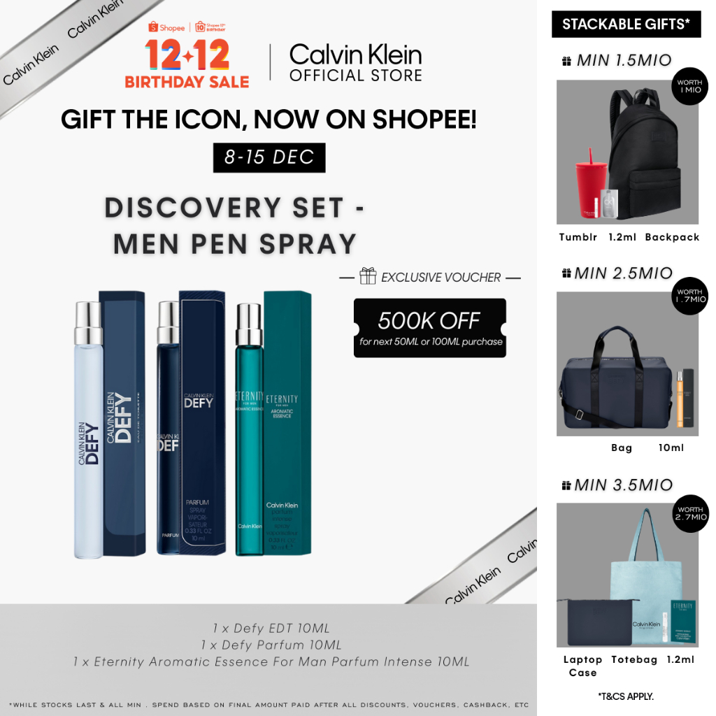 [DISCOVERY SET] Calvin Klein Men's Pen Spray Perfume Set - CK Defy EDP 10ML, CK Defy Parfum 10ml, CK
