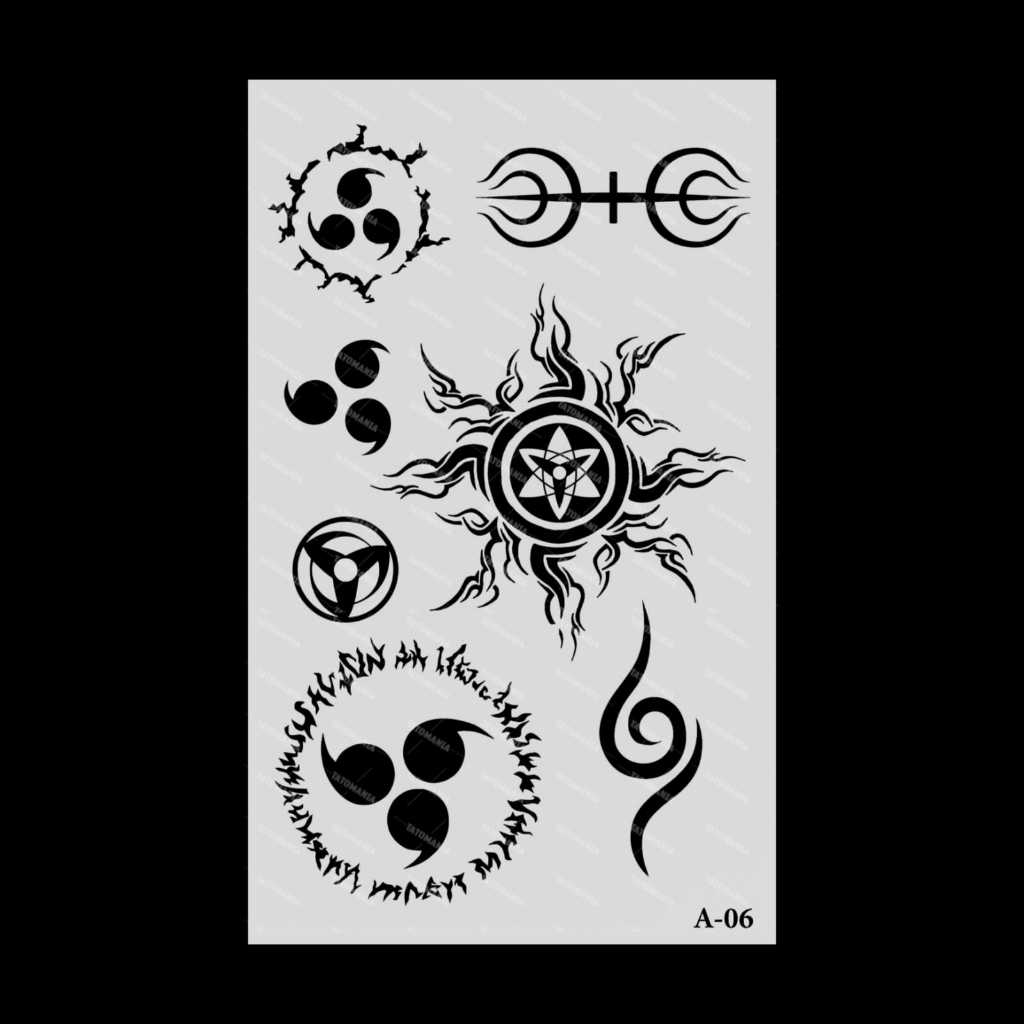 TATOMANIASTORE-Stiker tato temporer semi permanen anti air motif Animasi A-06 Naruto