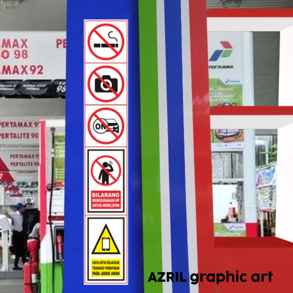 Sticker Peringatan larangan POM BENSIN STIKER TIANG POM BENSIN