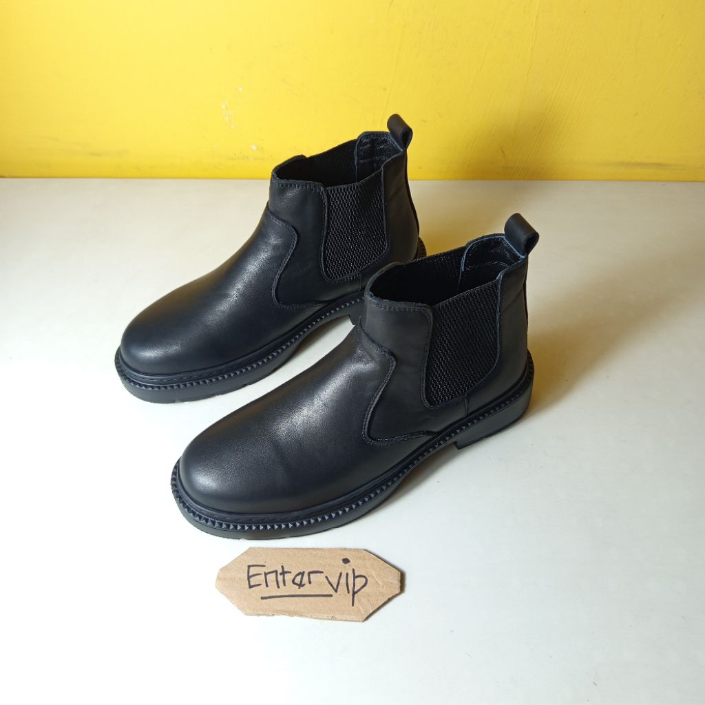 1218 sepatu sneaker boots hitam pria sneakers kulit top branded