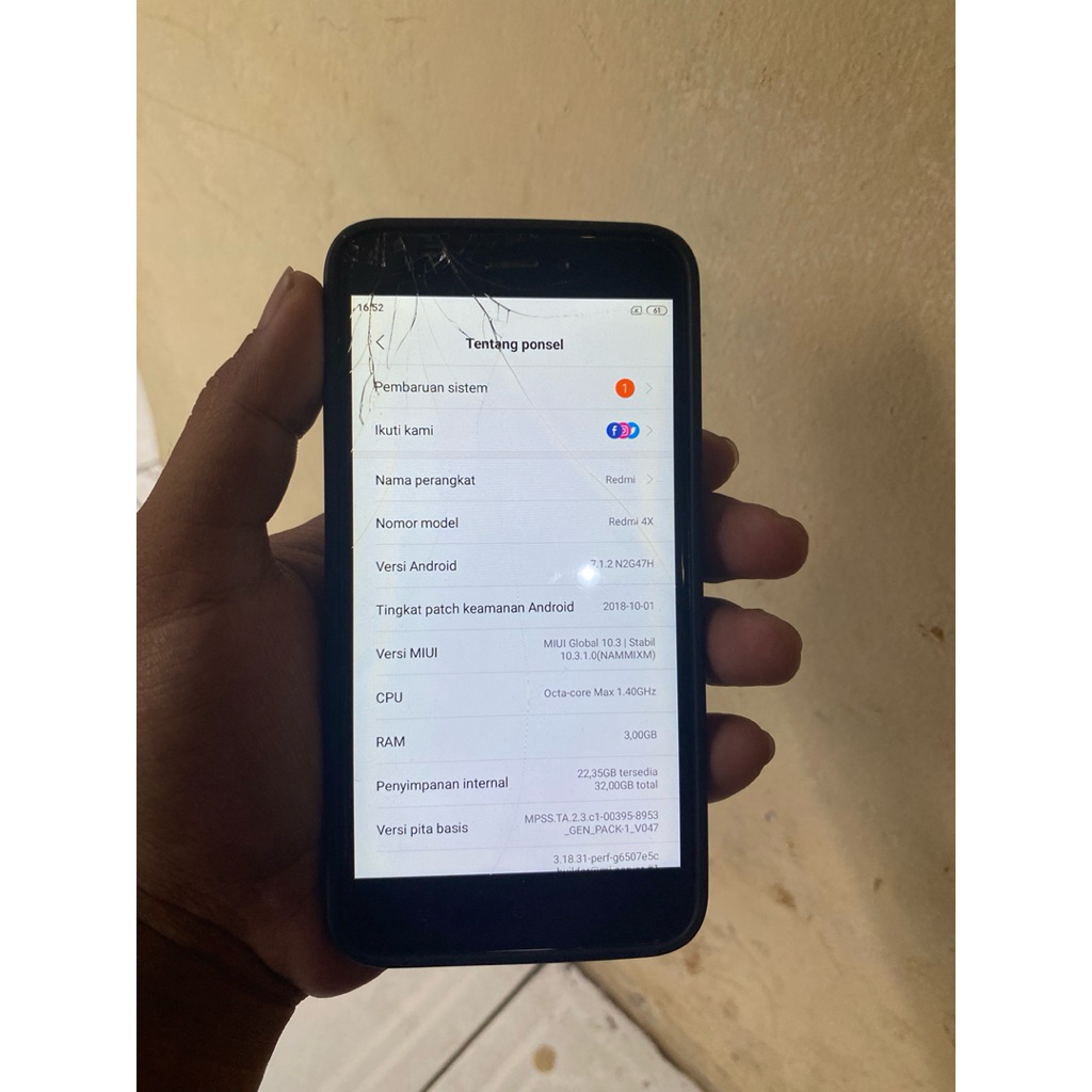 Redmi 4x ram 3/32 Minus