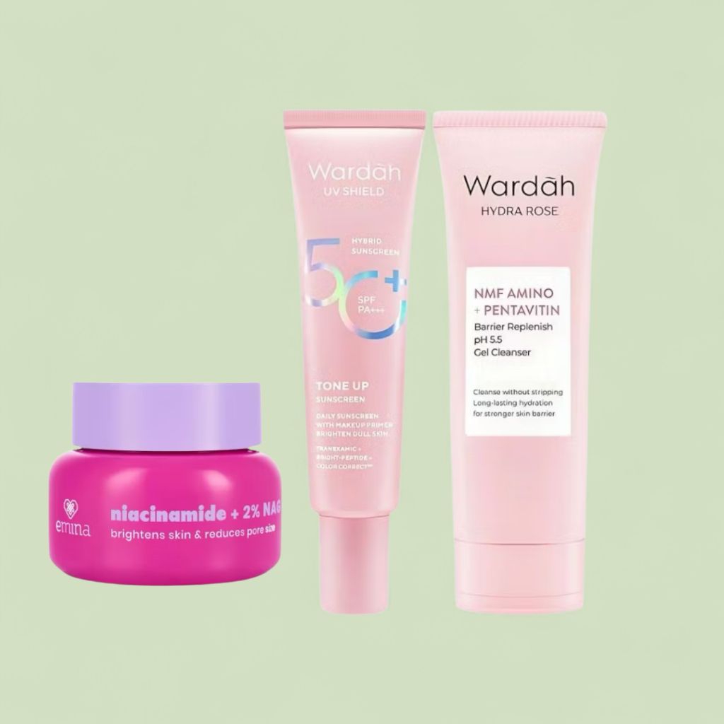 WARDAH SKINCARE Paket Basic Harian Perawatan Kulit Wajah Lengkap Sabun Muka Pelembab Sunscreen Satu 
