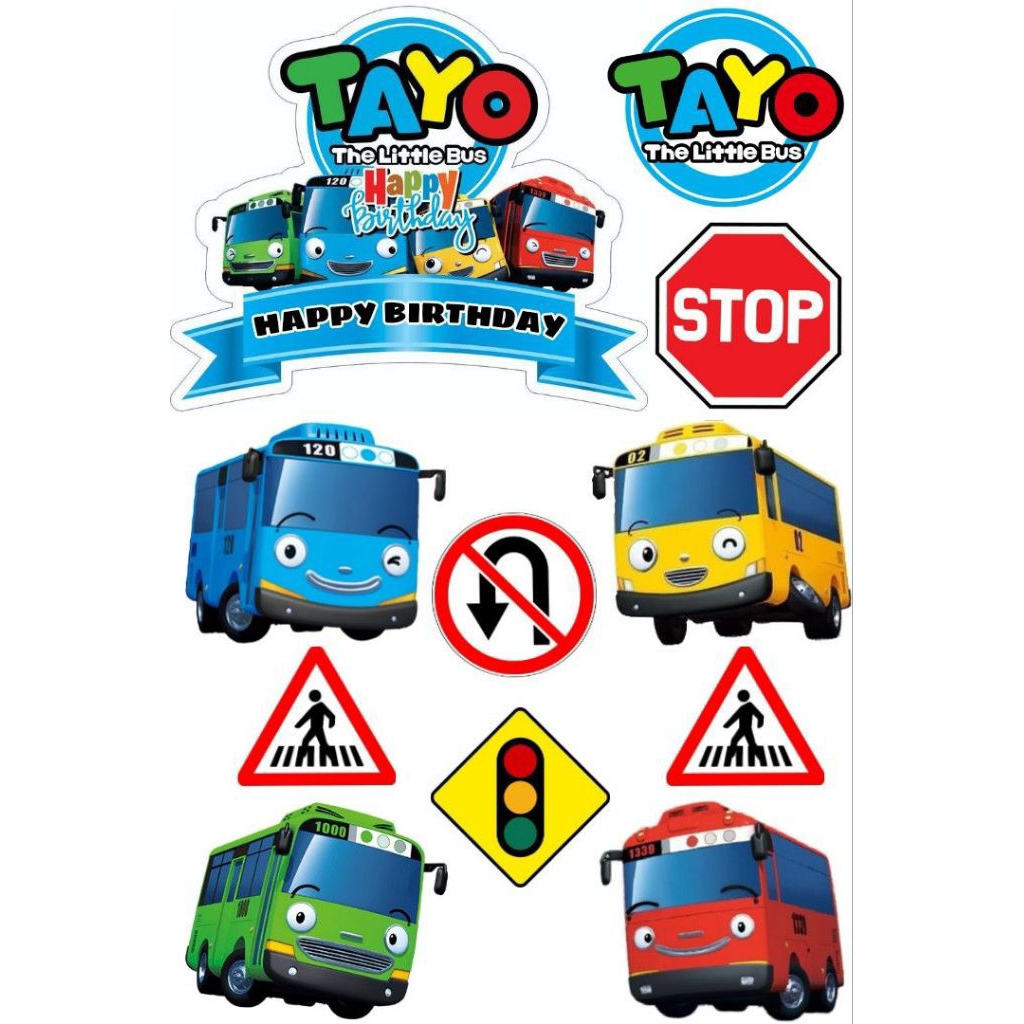 Topper TAYO Birthday Custom Nama/Hiasan Cake Ultah TAYO