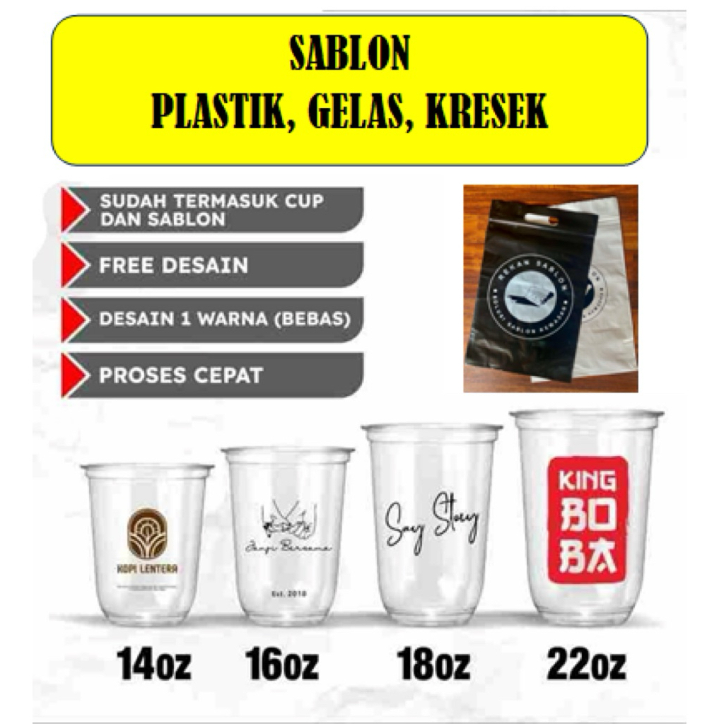 Sablon Plastik / Gelas / Cup / Kresek / jasa sablon