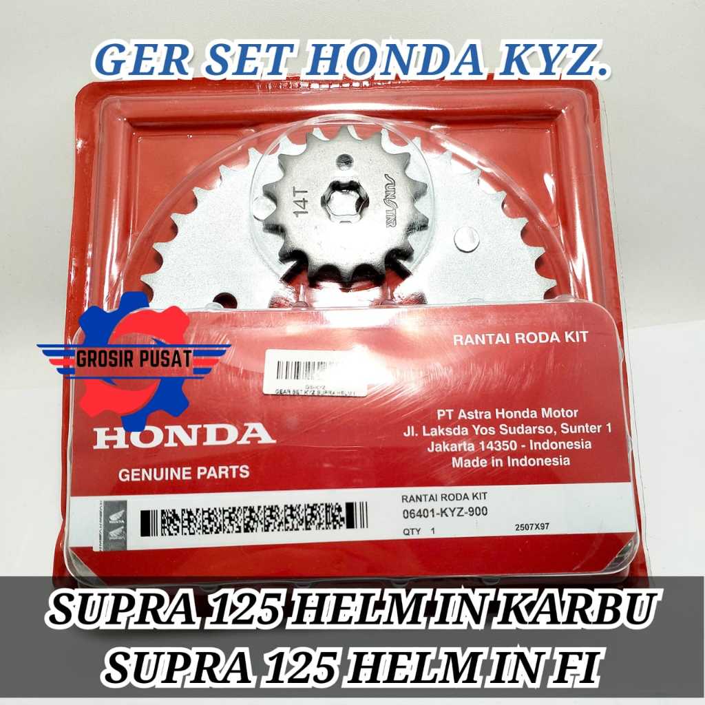 GEAR SET HONDA KYZ GIR SET RANTAI ORI SUPRA X 125 GER SET HONDA SUPRA 125 FI GIR RANTAI SUPRA X 125