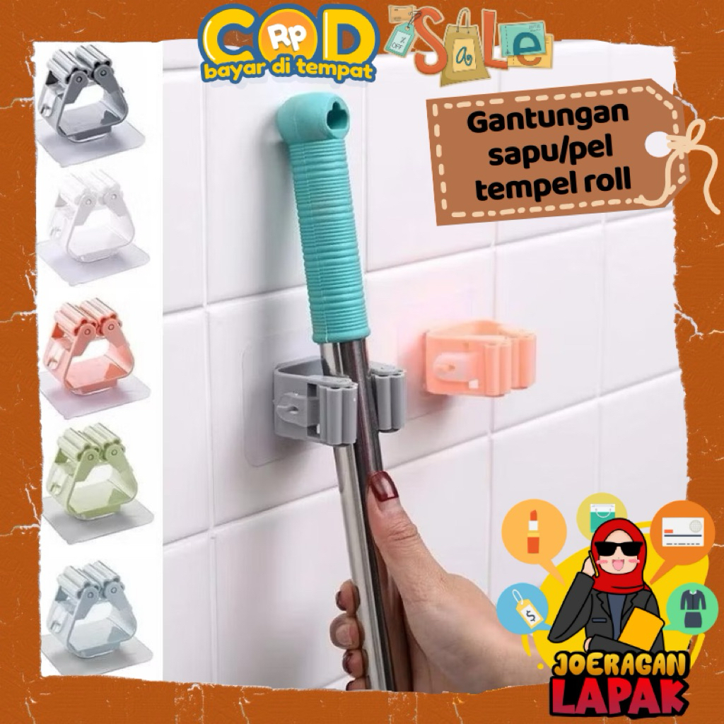 [JOERAGAN LAPAK] PENJEPIT GANTUNGAN SAPU PEL TEMPEL DINDING LANTAI KERAMIK MOP HOLDER HOOK ROLL PLAS