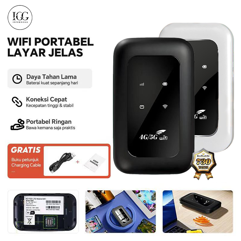 IGG Pocket Wifi Router Nirkabel 4G/5G Mini Modem Wireless Router 150Mbps Mobile Broadband WiFi 300Mb