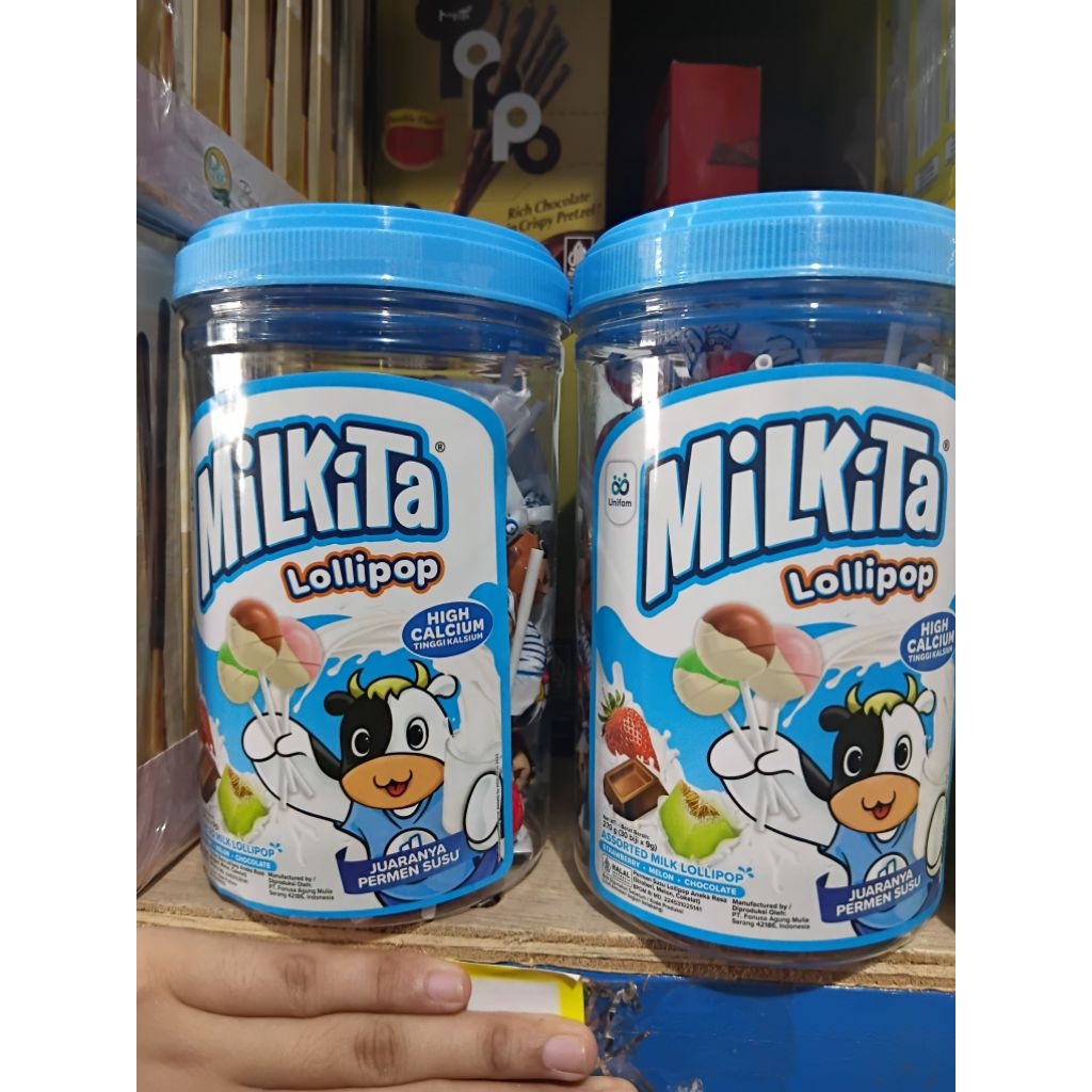 milkita permen susu lolipop jar max (1 toples isi 30pcs)
