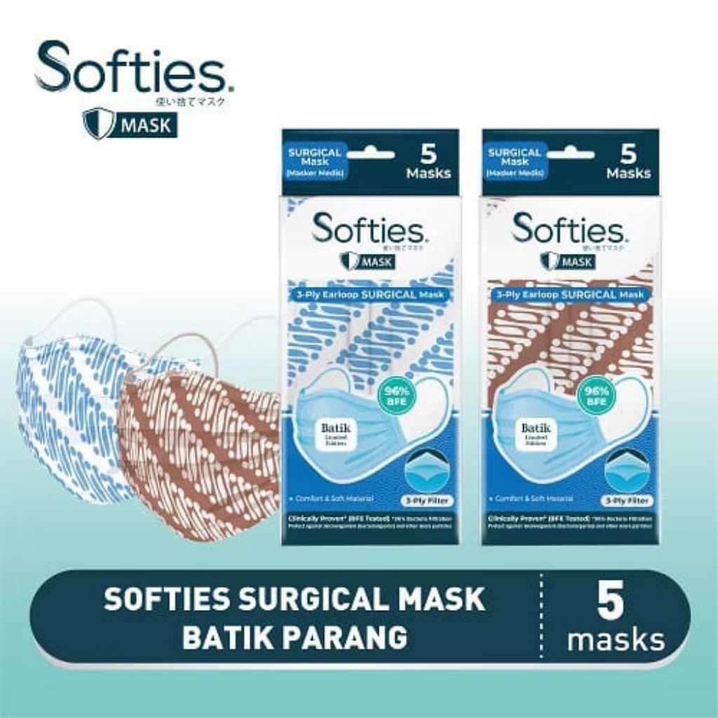 MASKER SOFTIES SURGICAL BATIK (Medis) 2 sachet