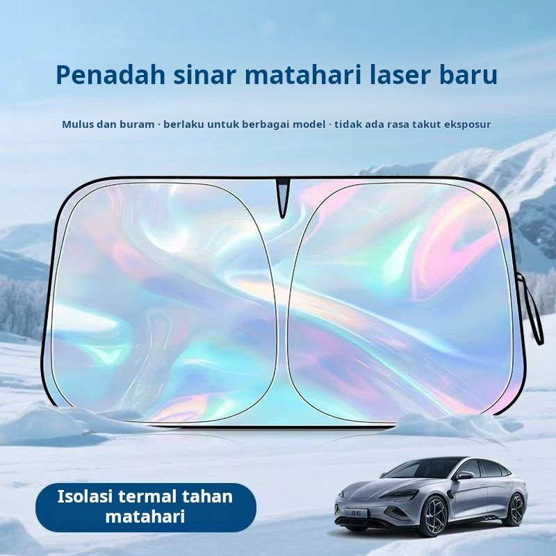 Baru tujuh warna laser mobil sunshade, tirai isolasi matahari, penutup kaca depan mobil depan
