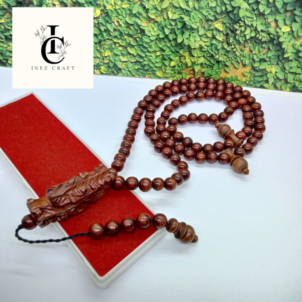 Tasbih kayu nogosari kepala ukir naga R168