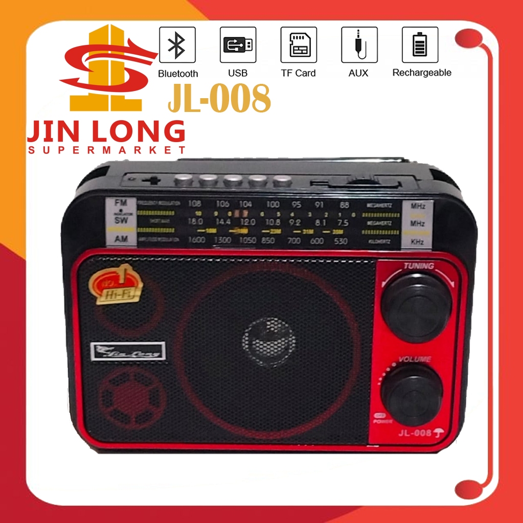 Radio Portable Jinlong JL-008 USB Bluetooth Memory FM/AM/SW Suara Full Bass