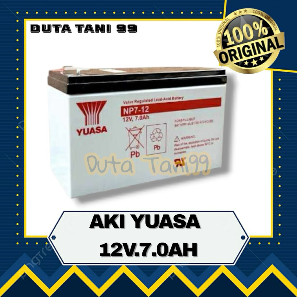 Aki kering YUASA 12V 7Ah Original Accu tangki pompa semprot elektrik UPS SELIS electric battery spra