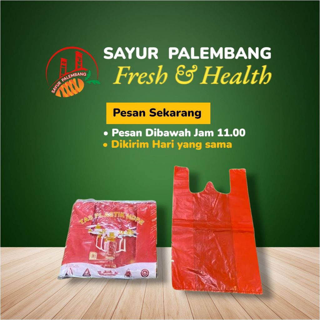 Kantong Plastik Kresek Merah Merk Drone Ukuran 24, 28, 35, 40cm - Sayur Palembang