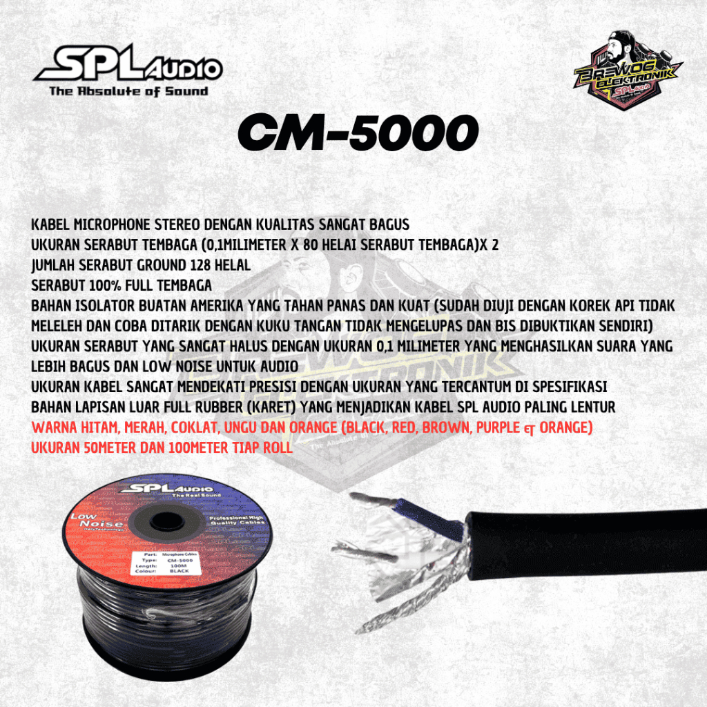 BREWOG SPL AUDIO KABEL MICROPHONE CM5000 50M