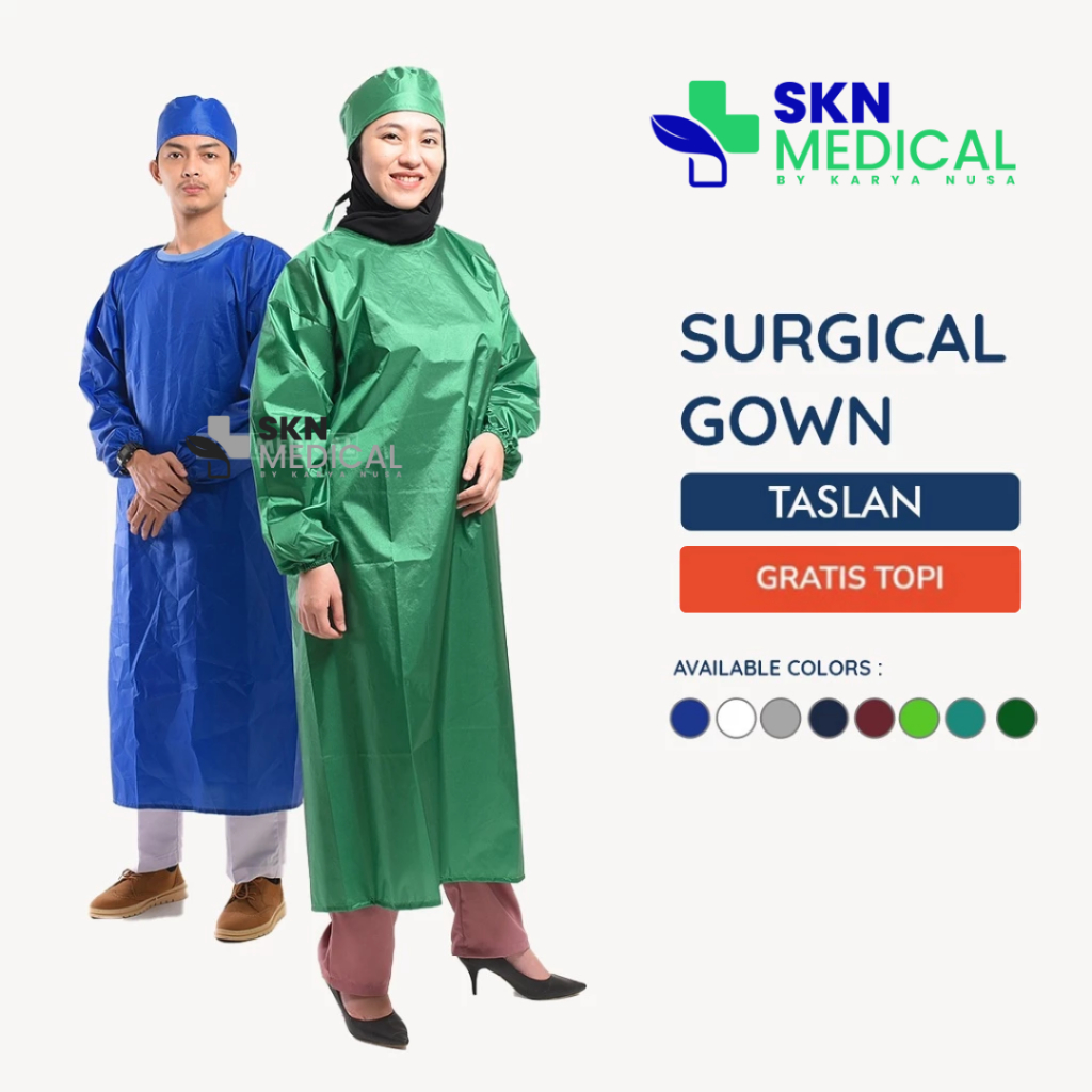 SKN Medical Gown Taslan WP | Gown APD Taslan Waterproof | Surgical Gown Taslan Anti Air | Baju Opera