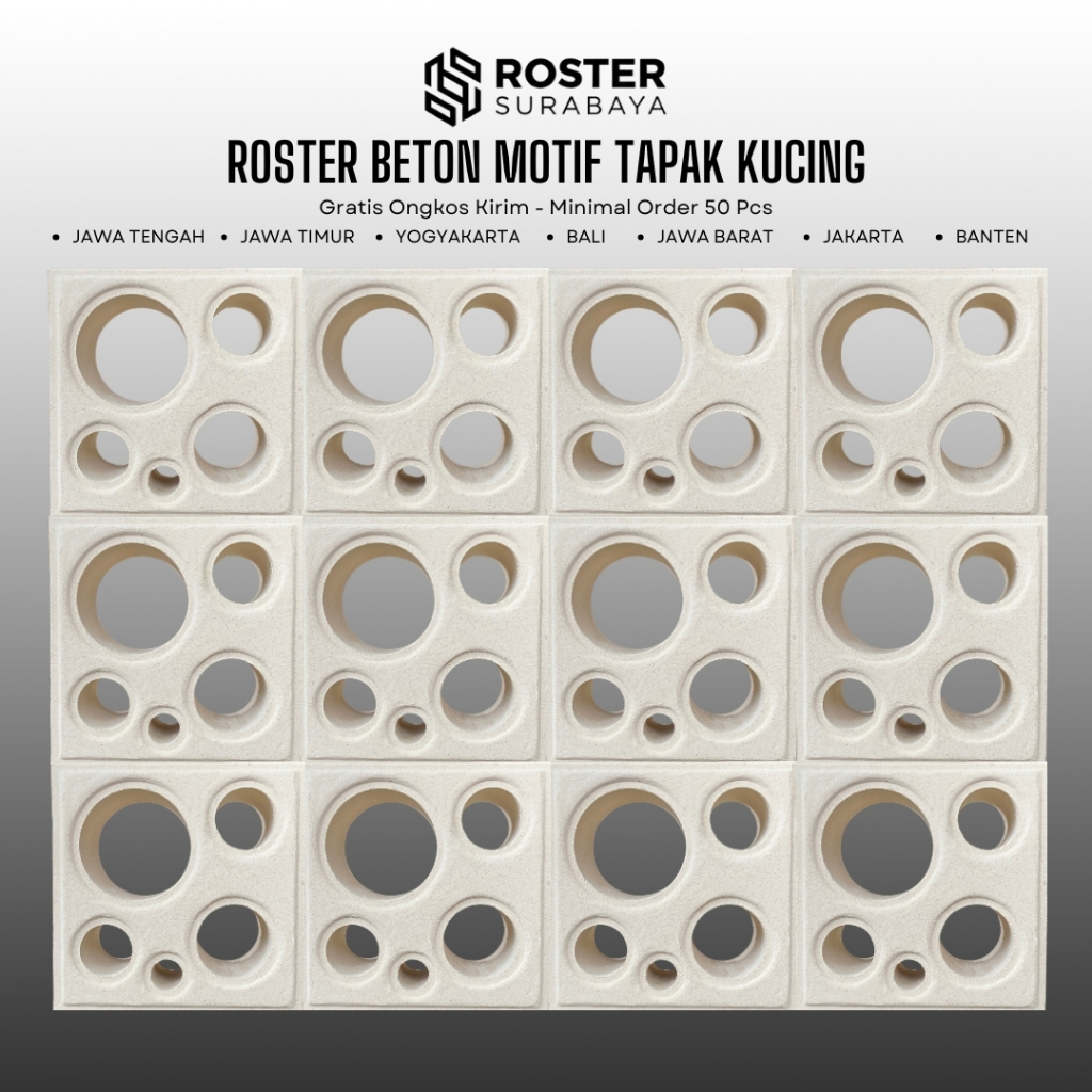 Roster Surabaya - Roster Beton Tapak Kucing Roster Beton Minimalis Lubang Angin Ukuran 20 x 20