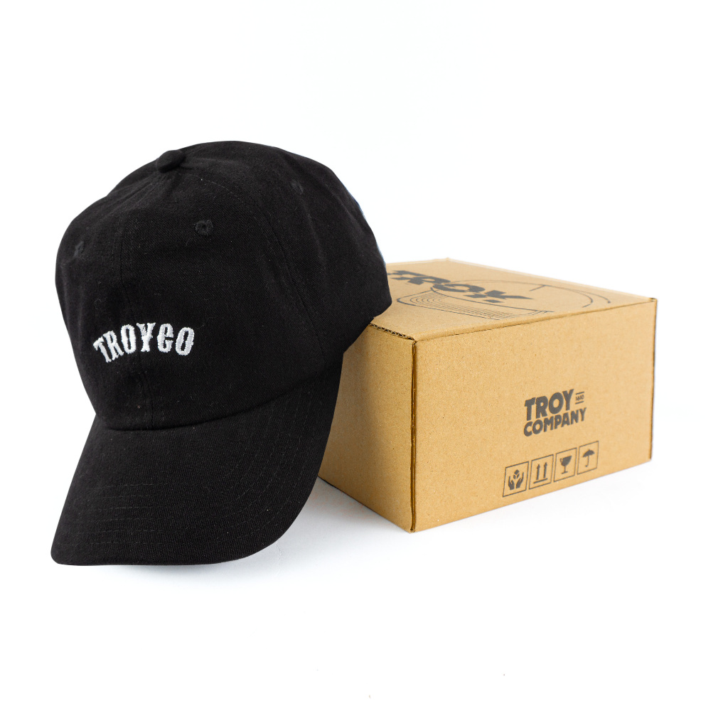 [Free Box] Troy Company Baseball Polo Cap Black Rodeo - Topi Polo Baseball Hitam BC 3461