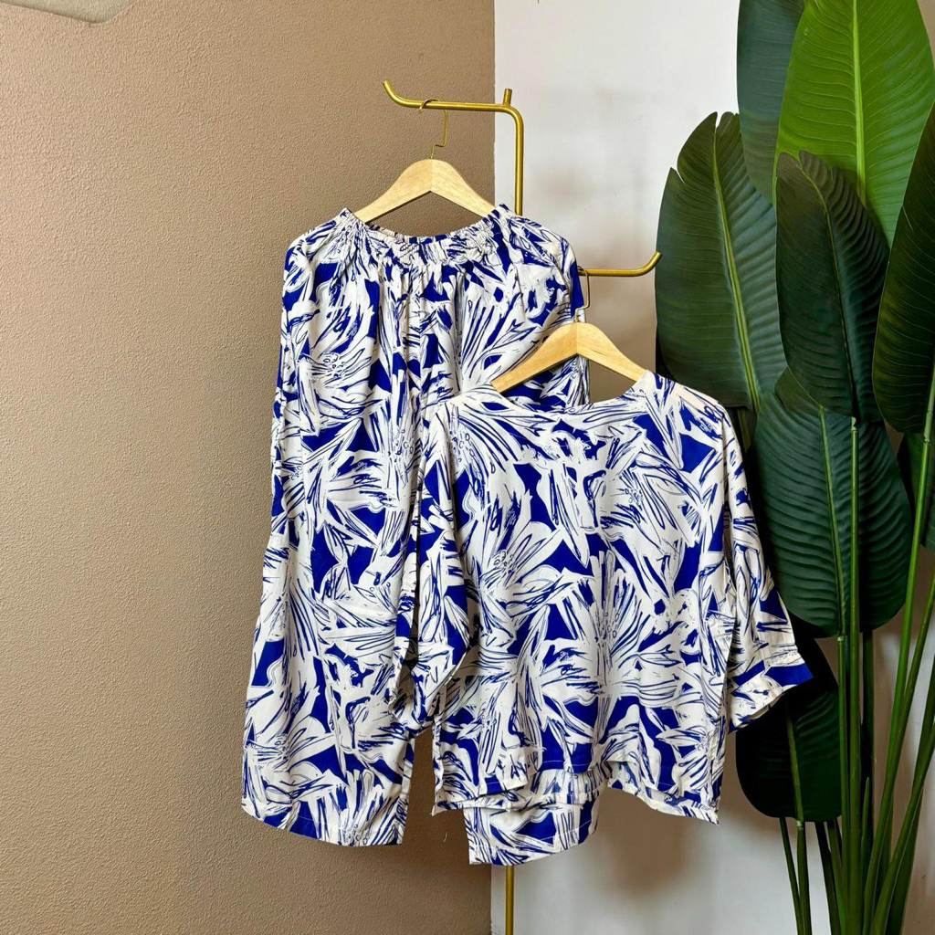 RICA ONESET SETELAN LENGAN PANJAG SET PAJAMAS nindy set/baju tidur/pajamas rayon motif/babydoll panj