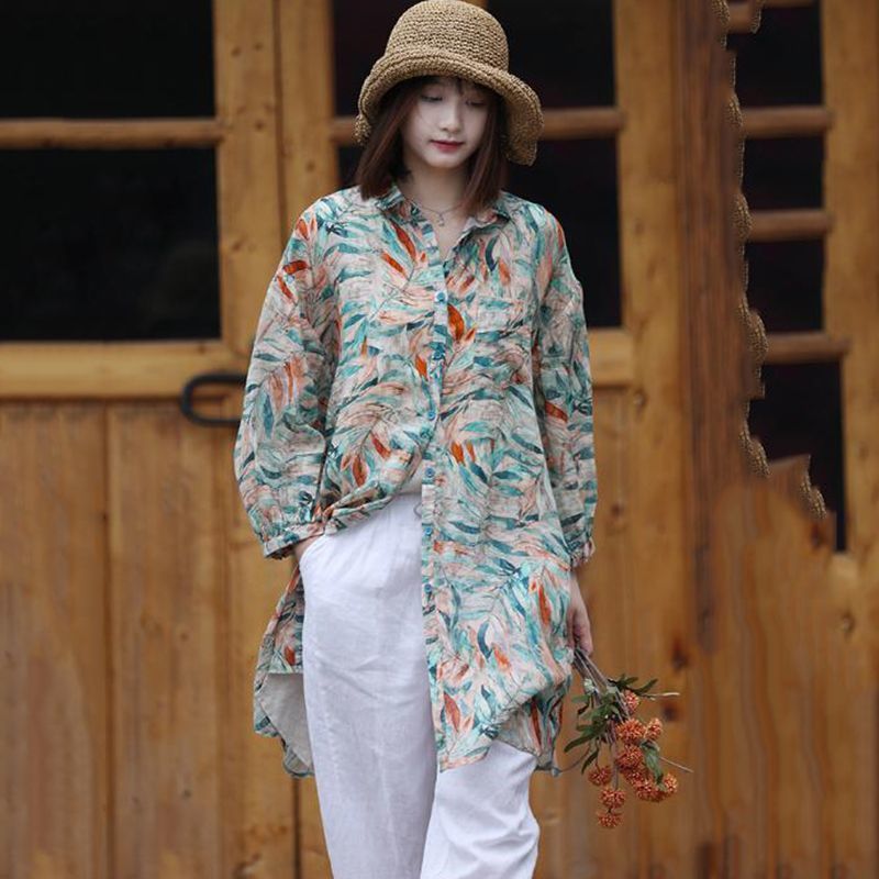 Wanita Lengan Panjang Blus kemeja Kaos