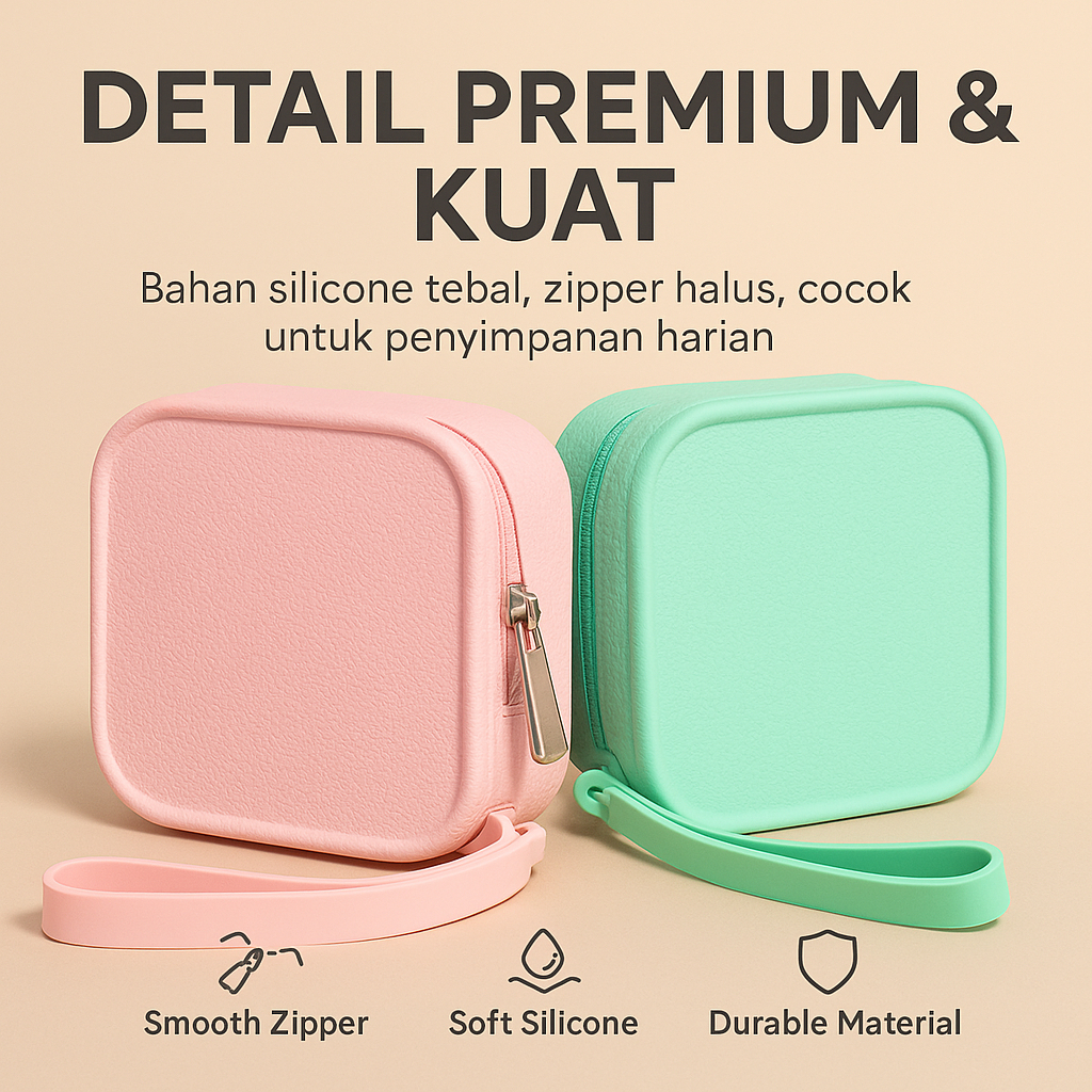 Tas Silicone Serbaguna Storage Bag Tas Penyimpanan Kabel Charger Kotak Pelindung Kabel Charger Porta