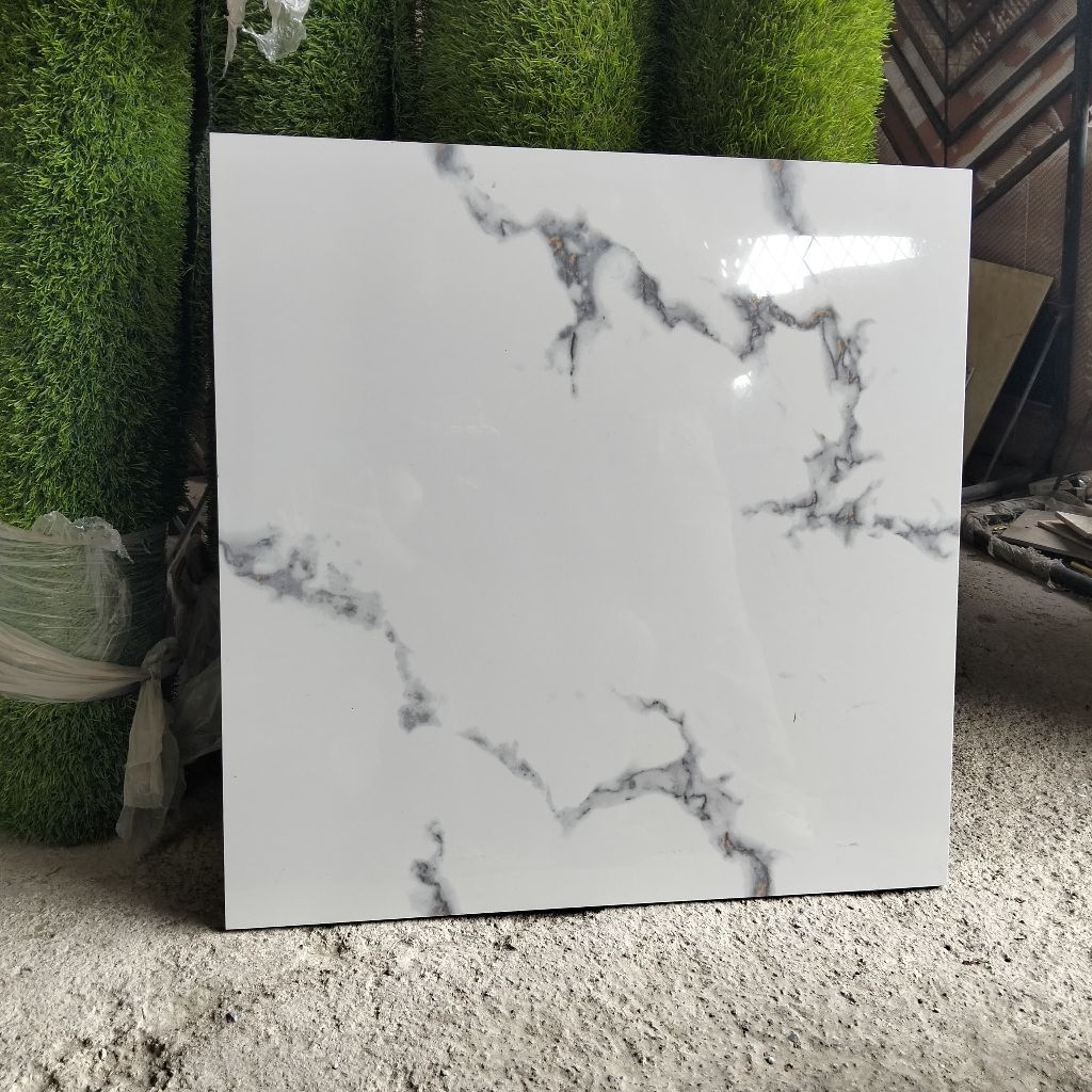 Granit 60x60 putih motif marmer (glossy)/ granit dinding/ granit lantai/ granit ruang tamu glossy ma