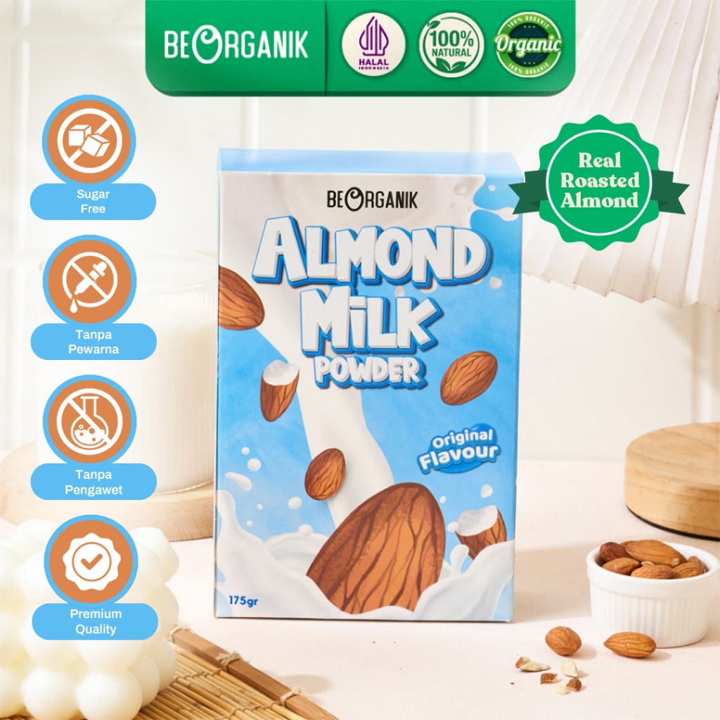 BEORGANIK ALMOND MILK POWDER PLAIN (NO SUGAR) / SUSU ALMOND BUBUK