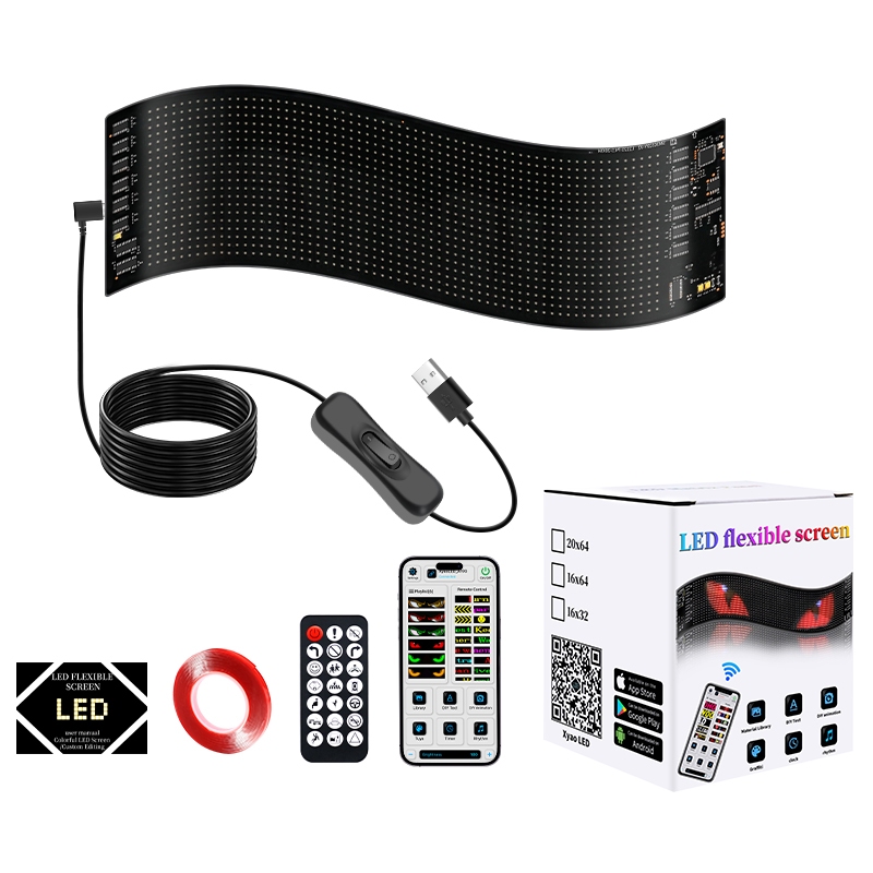 BERGARANSI LED Flexible Portable Screen Matrix Running Text Animasi Mata Panel USB Fleksibel Ultra