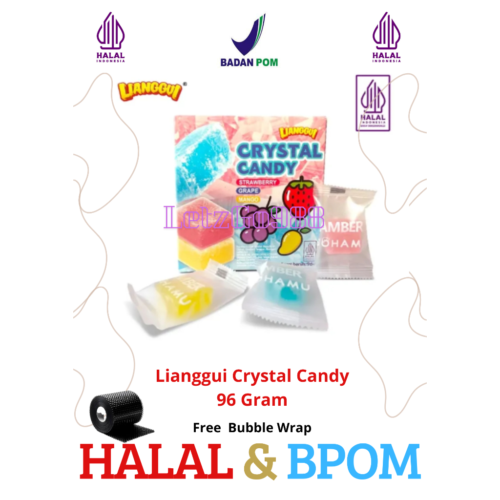 Permen Jelly Kristal Lianggui Crystal Candy 96gr - Permen Anak Aman HALAL BPOM Aneka Rasa