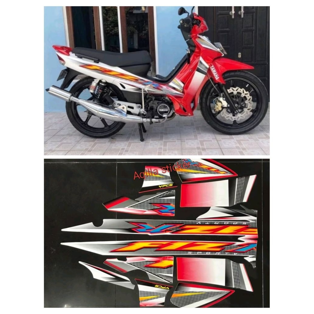 Stiker Striping Motor YAMAHA Fizr Full Clud 2004/2005 Sticker LIS Body Standar Putih Merah