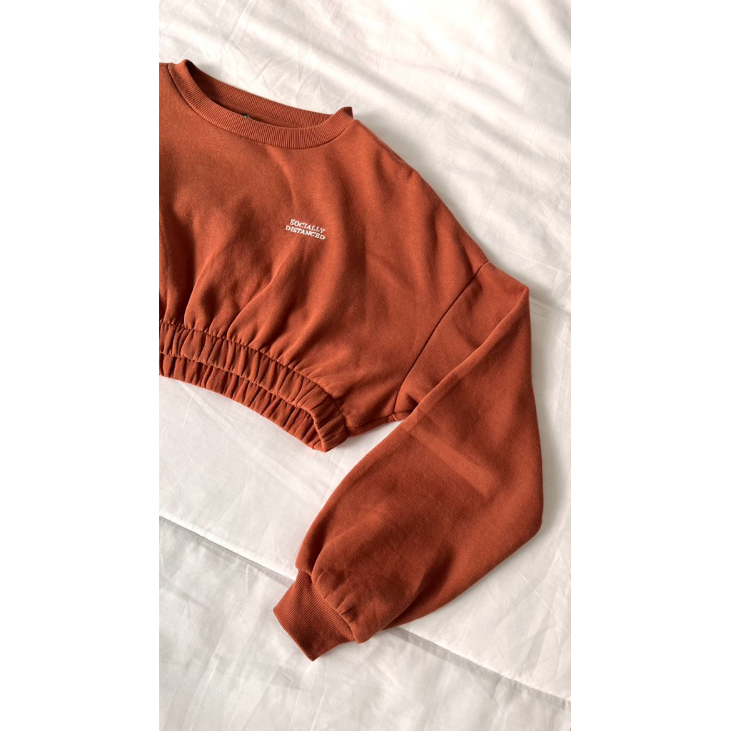 Brown Crop Top Sweater - H&M Crop Sweater - Atasan Wanita