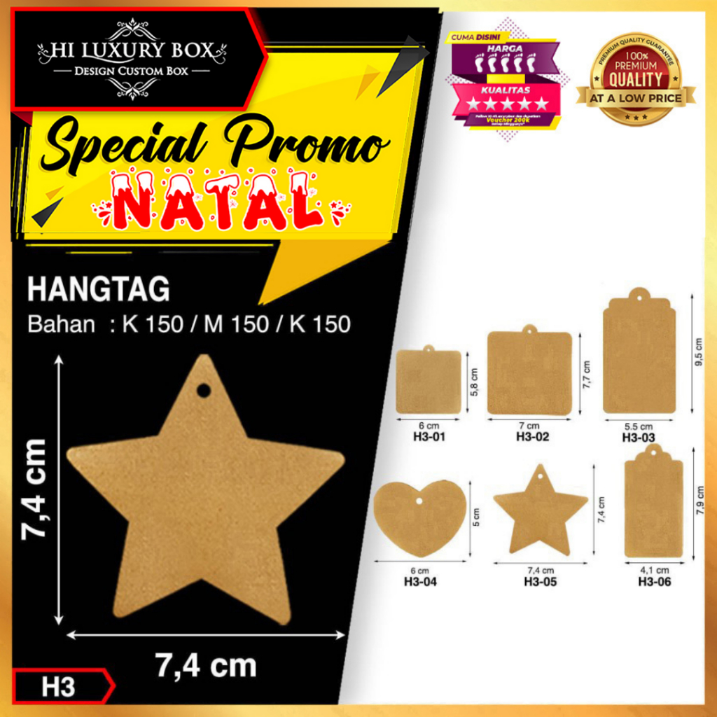 Hang Tag | Label Baju | Hangtag Baju | Hangtag Polos | Kraft | Murah | H3