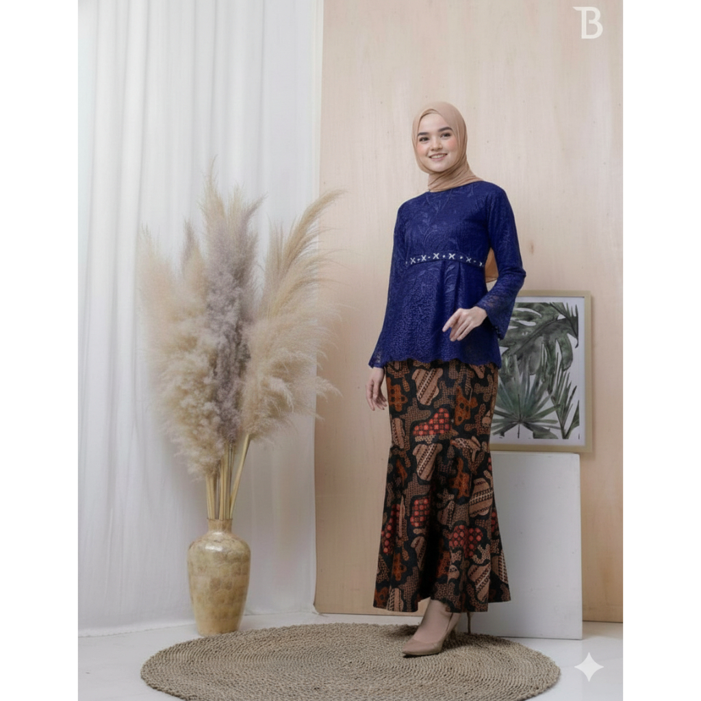 NEW - JUMBO LD 120 ADA / SET KEBAYA WANITA MODEL BASEERA KEBAYA BROKAT PAYET MUTIARA FREE SELENDANG 