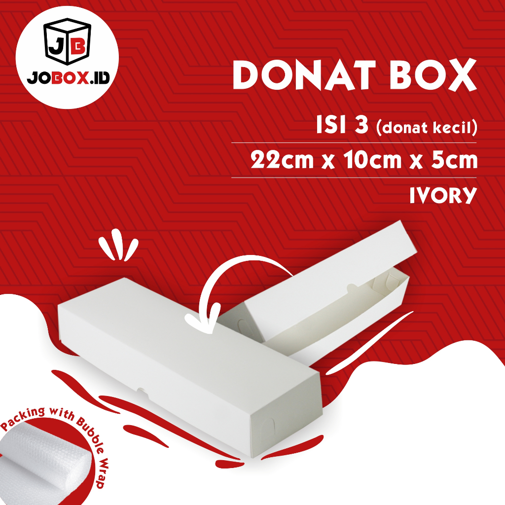 Box Donat Ukuran Kecil isi 3 Ivory 22x10x5 / Box Ivory / Dus Donat isi 3 / / Box donat isi 3 / Box D