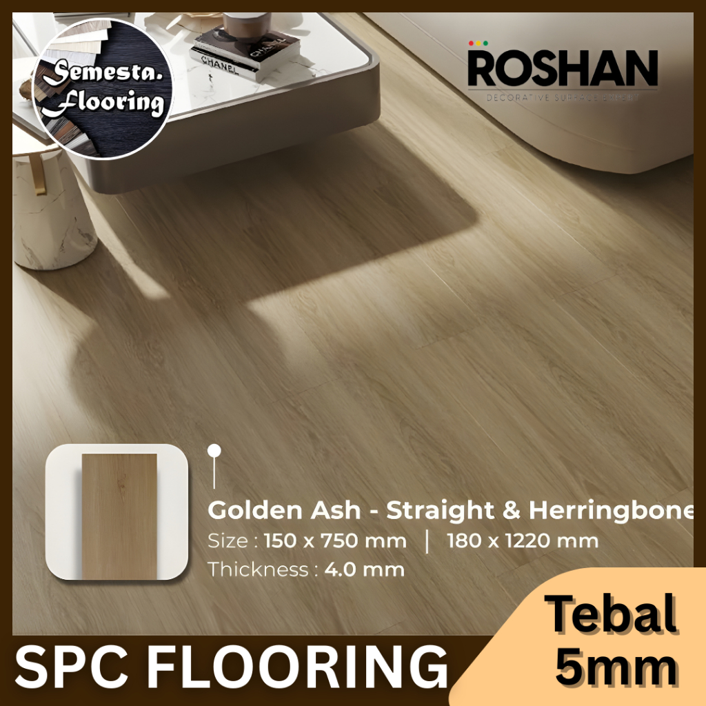 Lantai SPC 5mm Premium ROSHAN SPC Flooring | SPC Lantai Flooring 5 mm