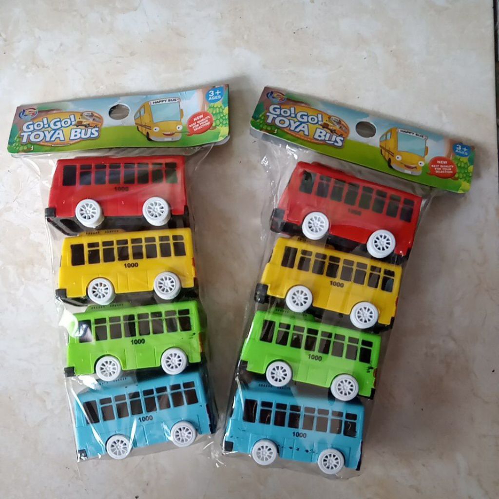 Mainan Anak Mobil Mini - Bus Kecil Tayo isi 4 Pcs | gogo toya bus warna warni