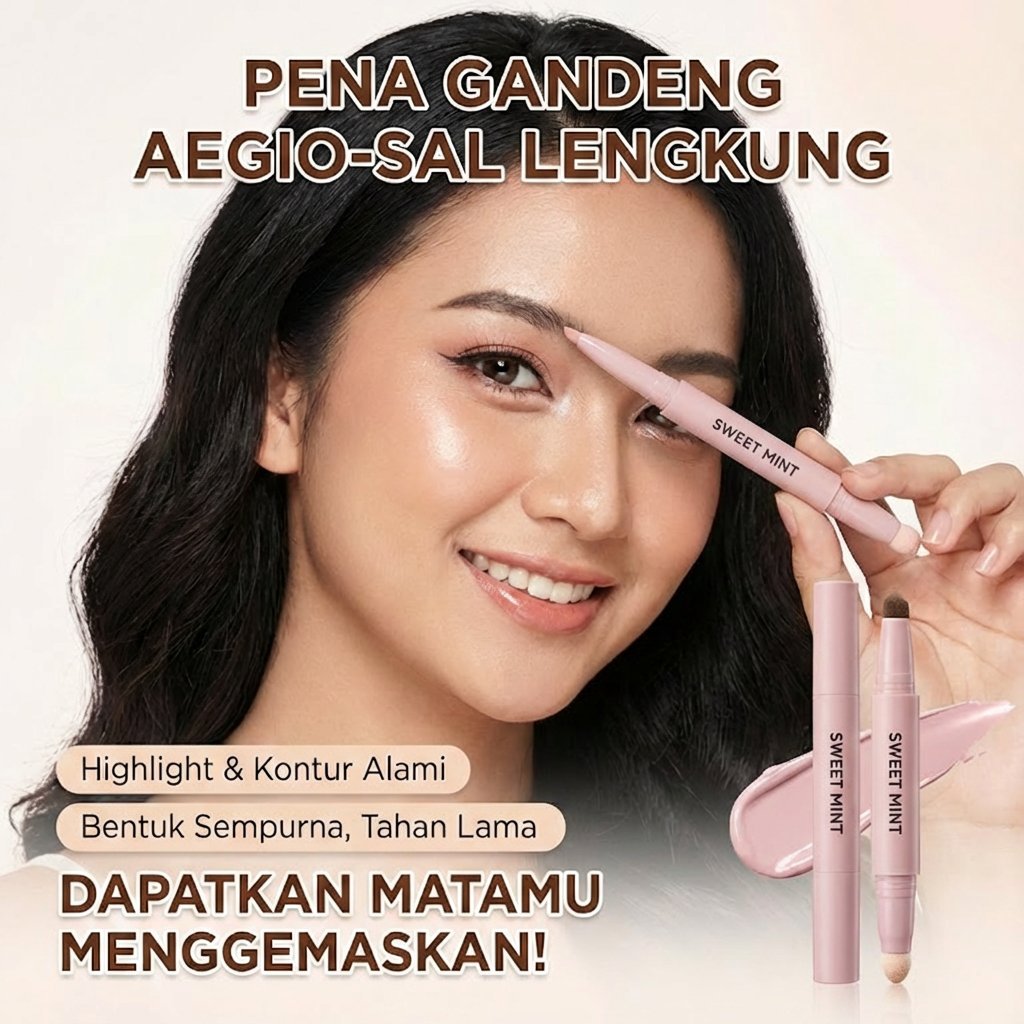 Glitter Halus Tahan Lama- Pensil Mata 2 Ujung Highlighter & Kontur / Double Tip Pensil Aquarelle / C